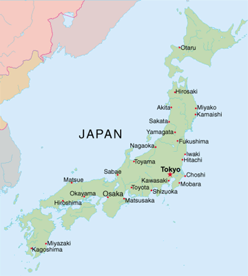 mapa Japoni